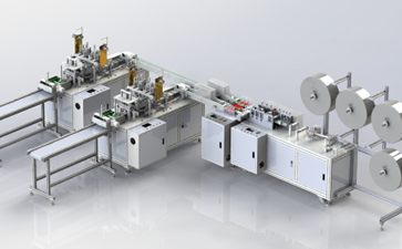 平面口罩一拖二生产流水线SolidWorks三维模型
