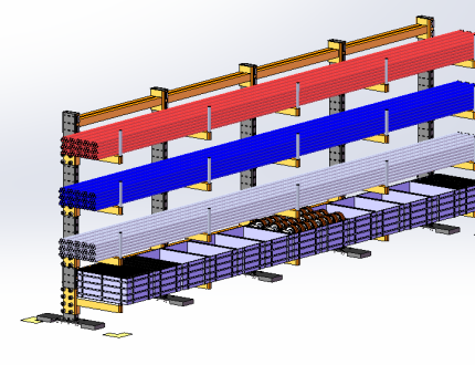 棒料存储单立柱牛腿货架
